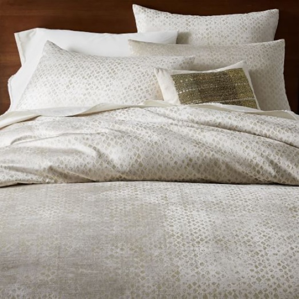 West Elm Cotton Luster Velvet Diamond Duvet Cover
